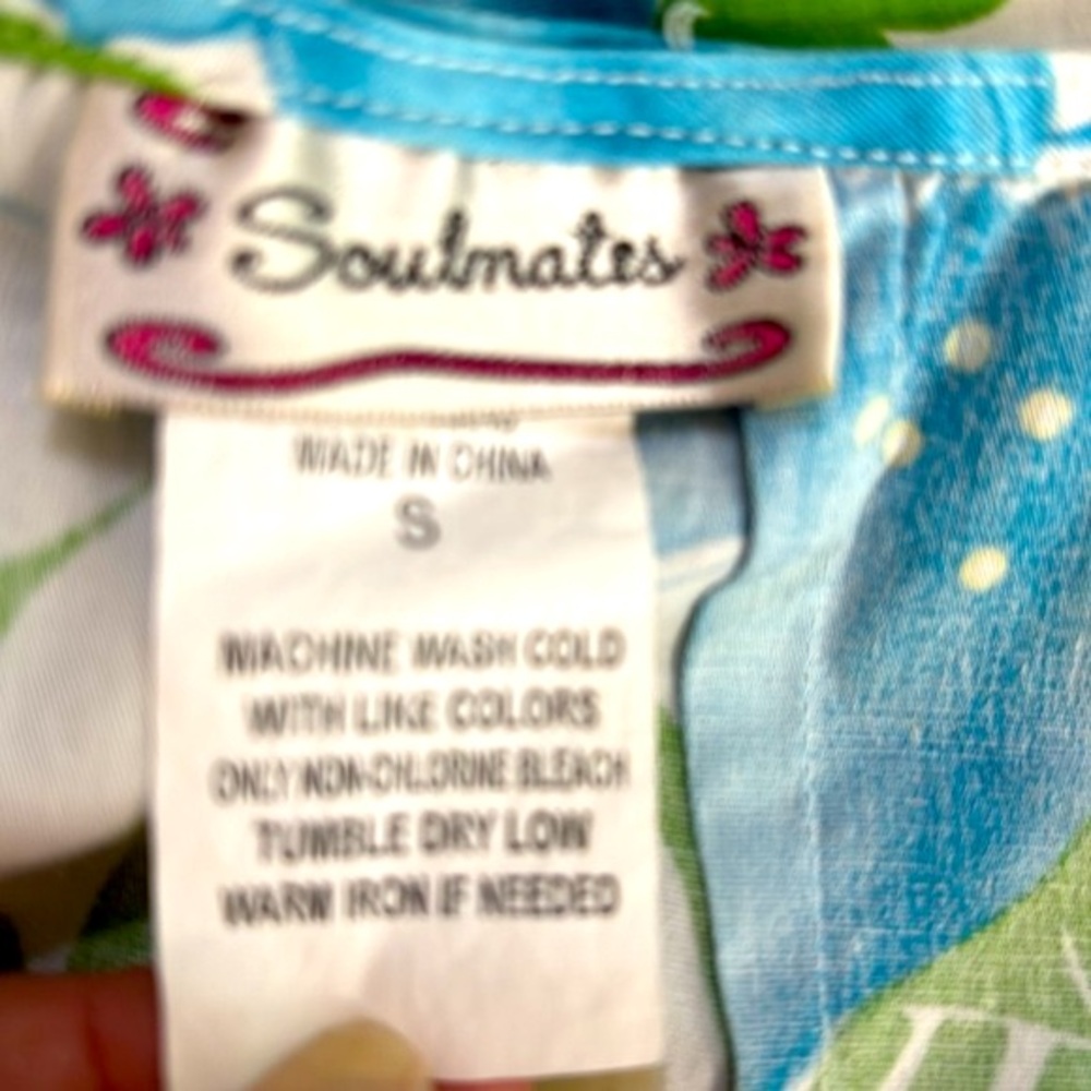 Box 2 Soulmates blue & green cotton skirt & contrasting green/white polka dots - Picture 4 of 5